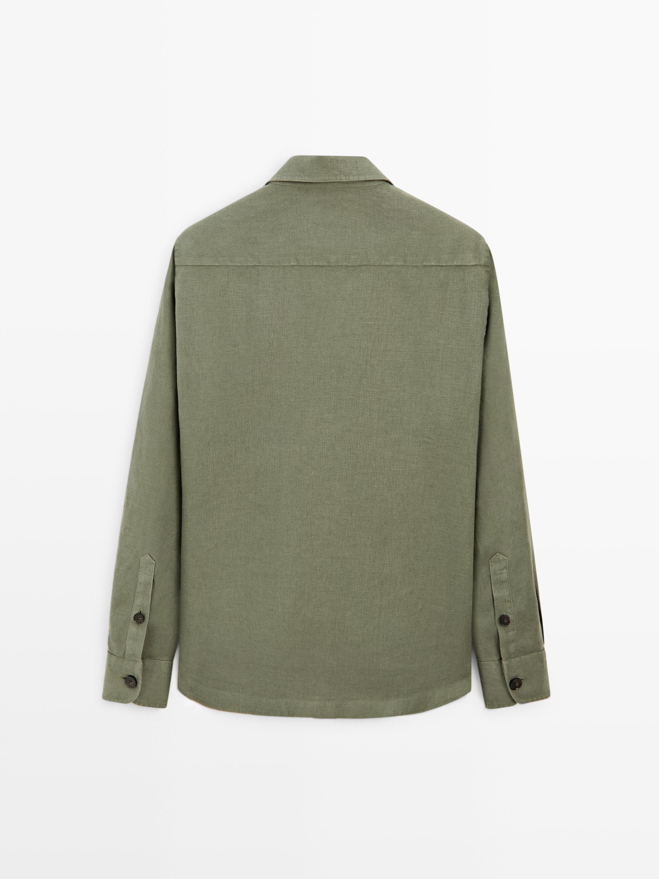Heavy linen overshirt with pocket details